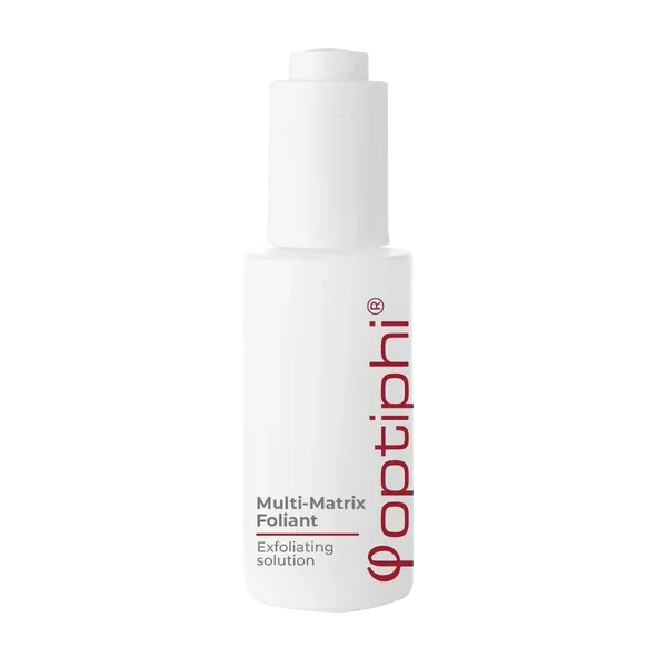 Optiphi Multi-Matrix Foliant advanced exfoliating treatment with AHAs, BHAs, PHAs and fruit enzymes to resurface skin, refine pores and reveal a smoother, brighter complexion