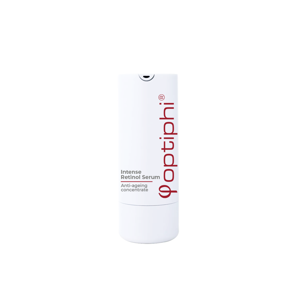 Optiphi Intense Retinol Serum advanced night serum with retinol, peptides, rosehip oil and antioxidants to support skin renewal, smoother texture and a more even complexion